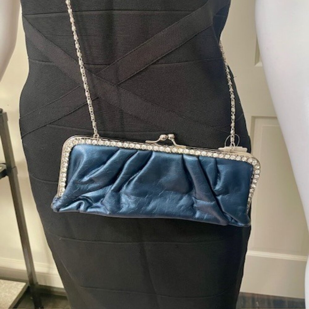 NWT Marshall Rousso Navy Evening Clutch/Shoulder Bag